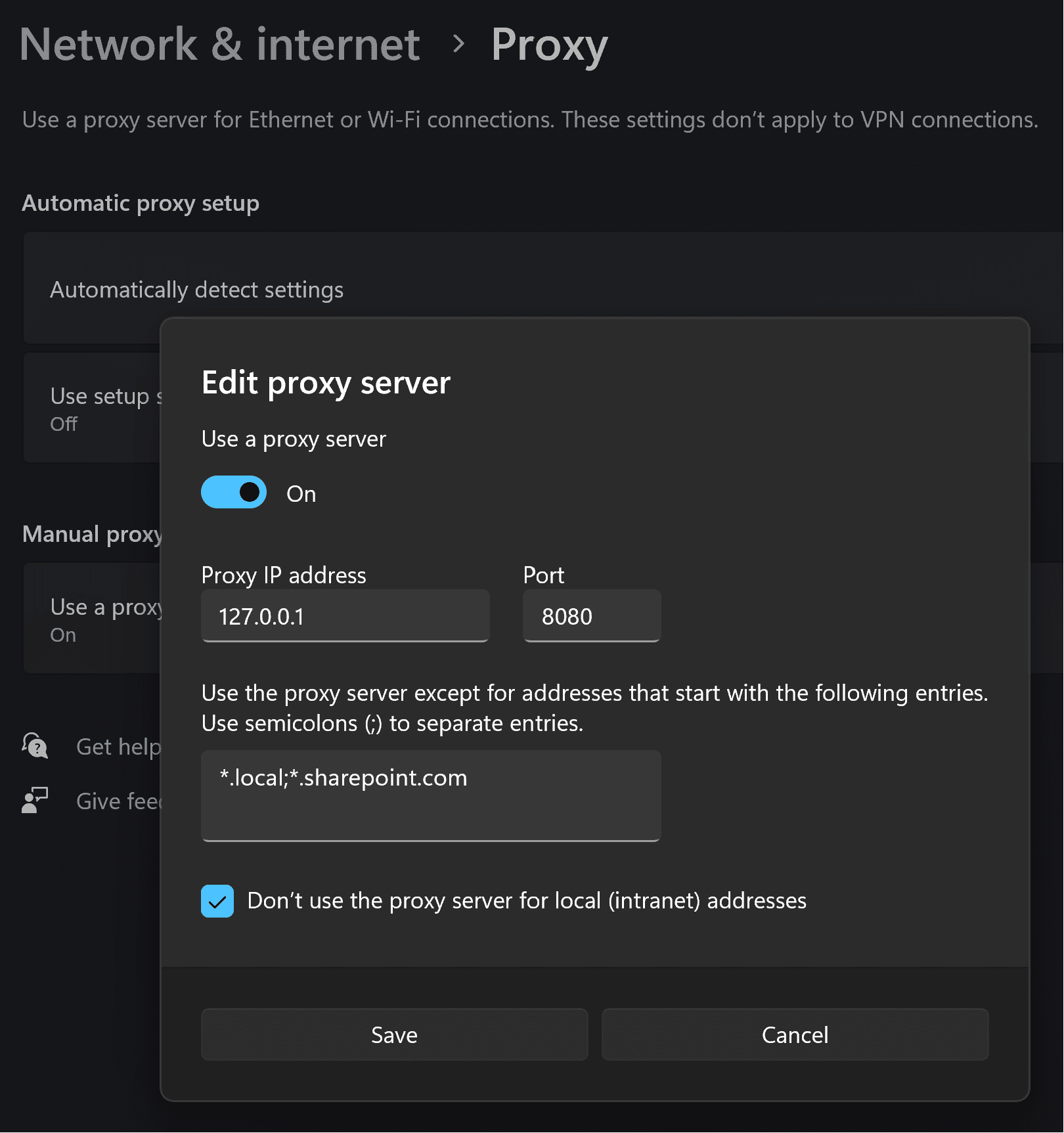 Windows Proxy Configuration